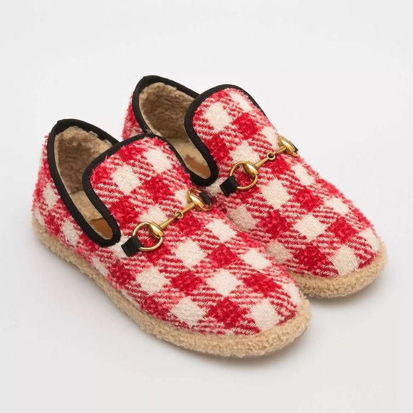 Gucci Tweed Fria Plaid Check Horsebit Loafers - Picture 1 of 8